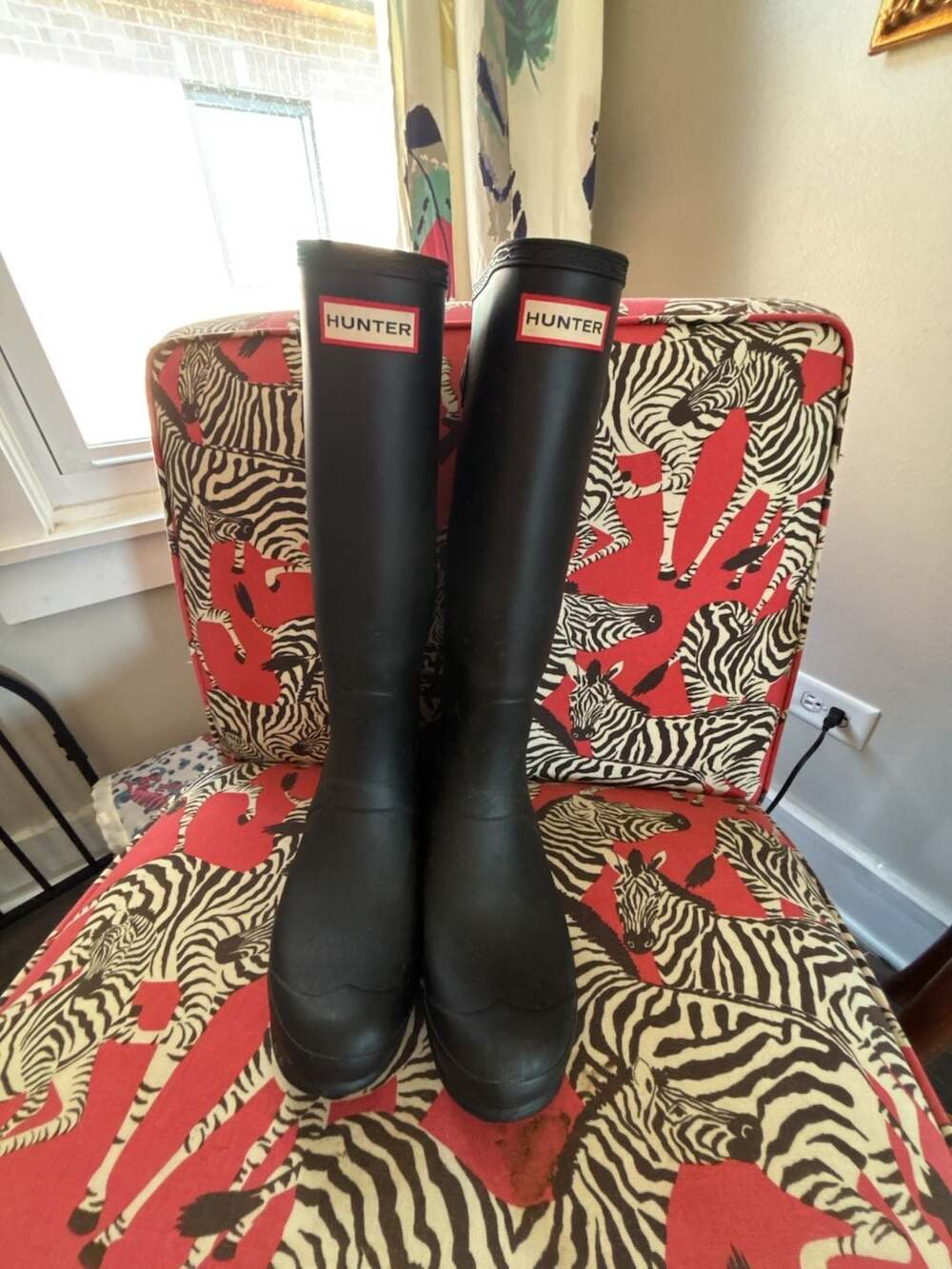 Hunter Original Back Adjustable wide calf Tall Rain Boots Black US 11